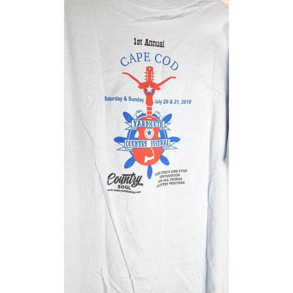 2019 Cape Cod Yarmouth Country Festival Large Blue Crew Neck T-Shirt | Gildan - Picture 5 of 15